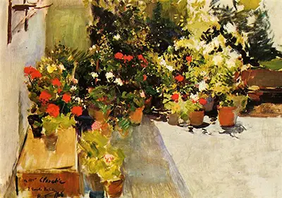 A Rooftop with Flowers Joaquin Sorolla